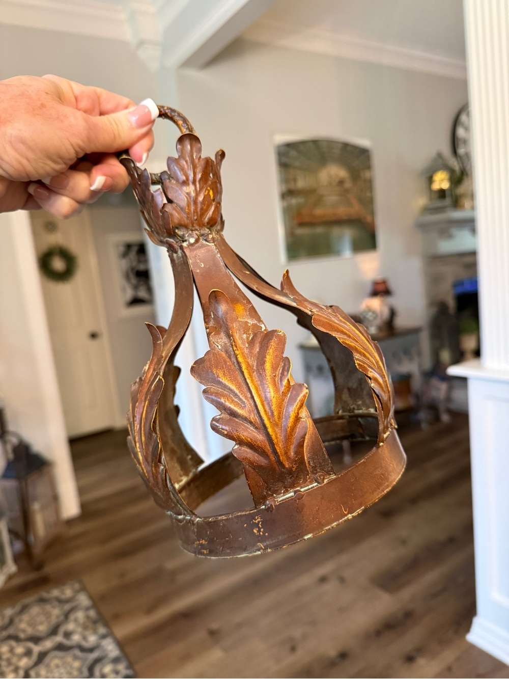 Ornate Copper Metal Decorative Crown Accent - Picture 5 of 16